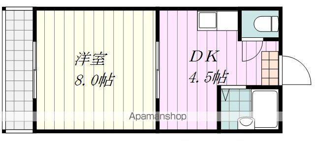 アリスト清水町(1DK/2階)の間取り写真