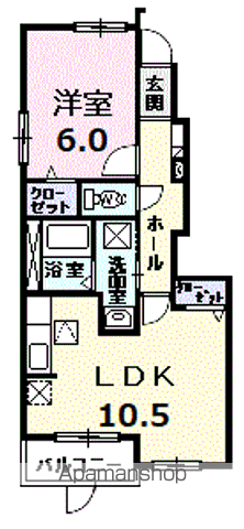 エルエール22(1LDK/1階)の間取り写真