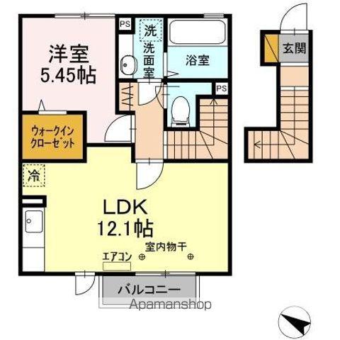 プランドール(1LDK/2階)の間取り写真