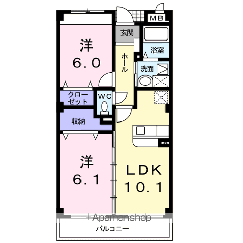 グラン・アビタシオン(2LDK/3階)の間取り写真