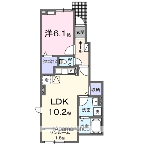 ソラリアⅠ(1LDK/1階)の間取り写真