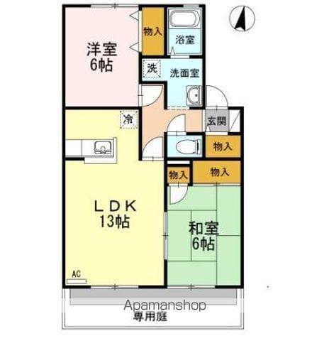 メルベーユKEN B棟(2LDK/1階)の間取り写真