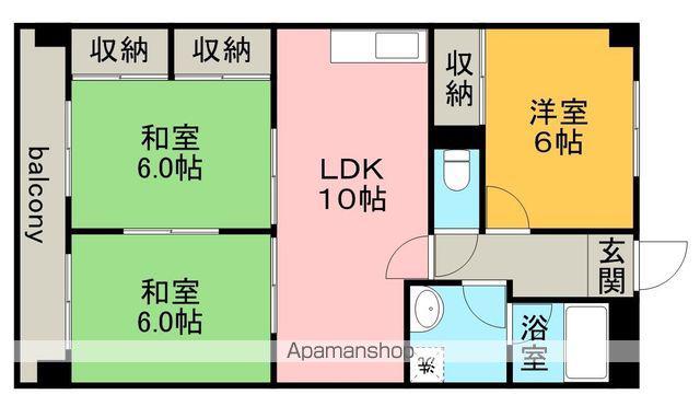グランドール白旗(3LDK/4階)の間取り写真
