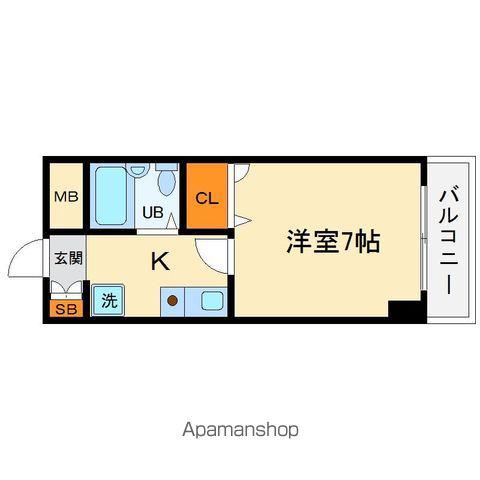 キャピタル2(1K/4階)の間取り写真