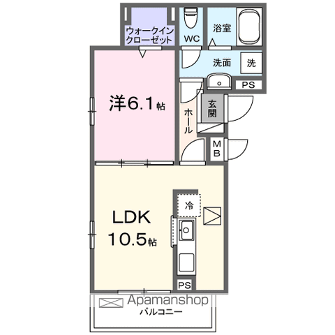 グランドブライト(1LDK/1階)の間取り写真