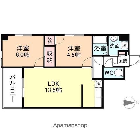 ベルトピア富山1(2LDK/5階)の間取り写真