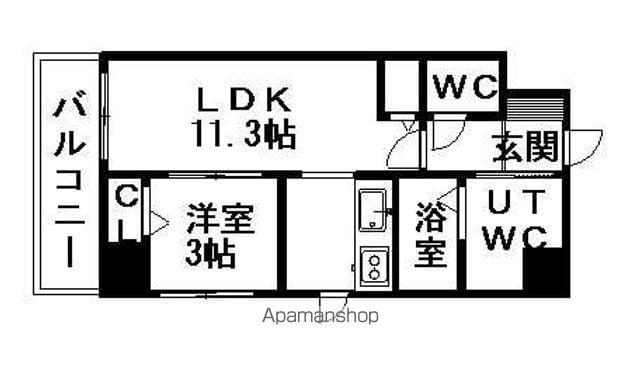レジディア大通西(1LDK/8階)の間取り写真