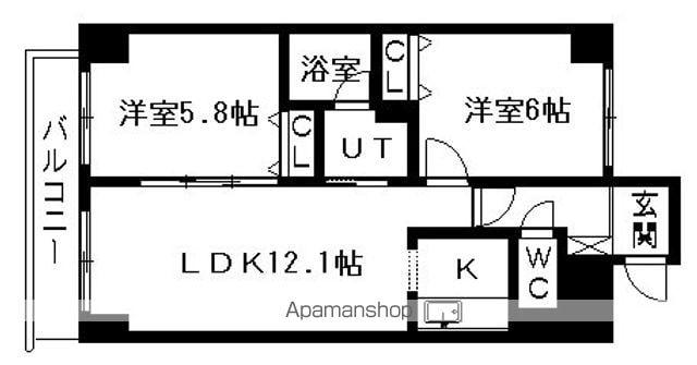 エスビーハイツ山鼻(2LDK/2階)の間取り写真