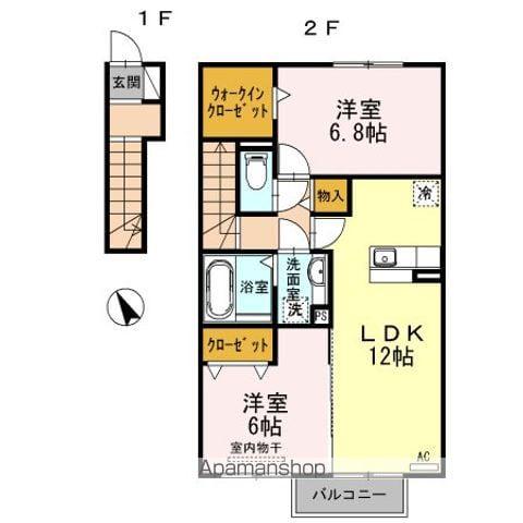 ウィット竜泉寺B棟(2LDK/2階)の間取り写真