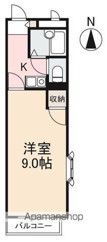 ヴィラ・アンソレイエ高松(1K/4階)の間取り写真