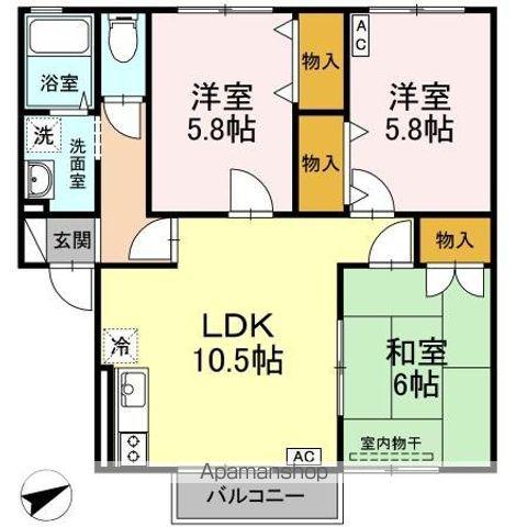 セジュール島田B棟(3LDK/1階)の間取り写真