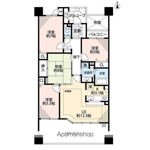 アザレアガーデン中村(4LDK/2階)の間取り写真