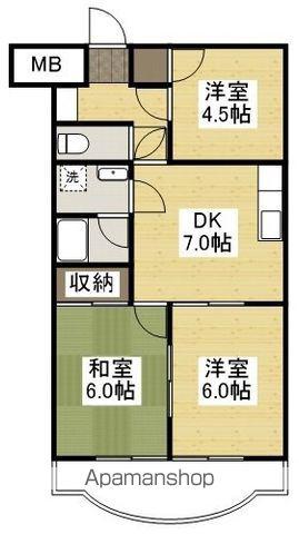 サンライフあけぼの(3DK/2階)の間取り写真