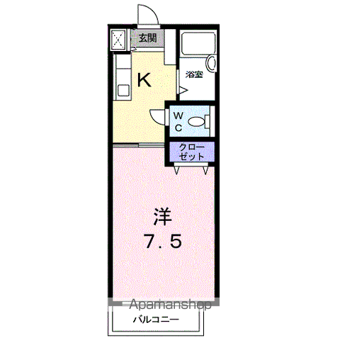 宮の前AP(1K/2階)の間取り写真