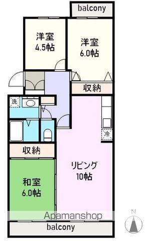 フォンティーヌ小高壱番館(3LDK/1階)の間取り写真
