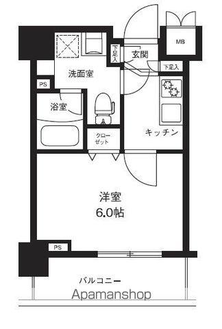 メインステージ横濱ポートサイド(1K/4階)の間取り写真