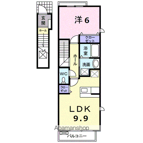 クレメント B(1LDK/2階)の間取り写真