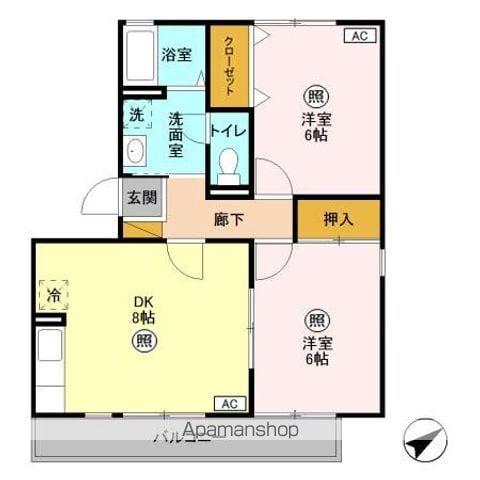 セピアコート(2DK/2階)の間取り写真