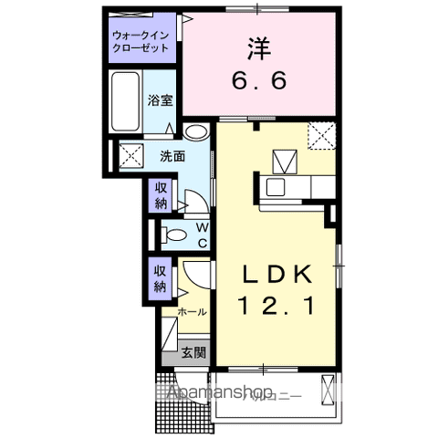カナエールⅡ(1LDK/1階)の間取り写真