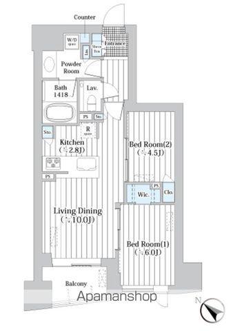 ザ・グランクラッセ日本橋イースト(2LDK/12階)の間取り写真