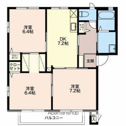 ルミナス・アライ B棟(3DK/1階)の間取り写真