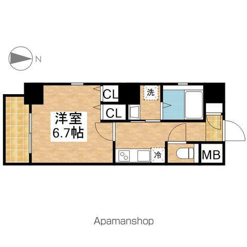名古屋市名城線 東別院駅 徒歩4分 8階建 築5年(1K/2階)の間取り写真