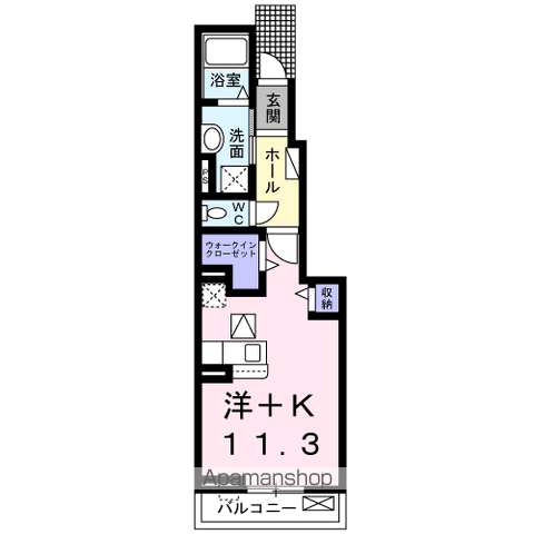 H・U・HARMONIE(1K/1階)の間取り写真