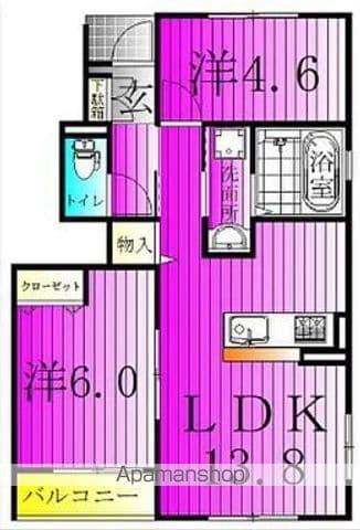 ソフィアおおたかの森B(2LDK/1階)の間取り写真