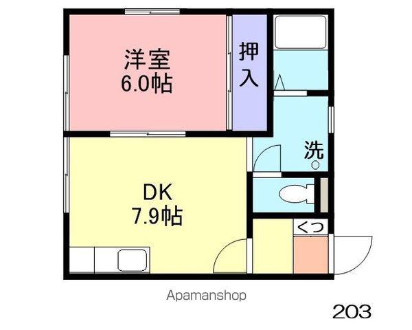 スカイハイツⅡ(1DK/2階)の間取り写真