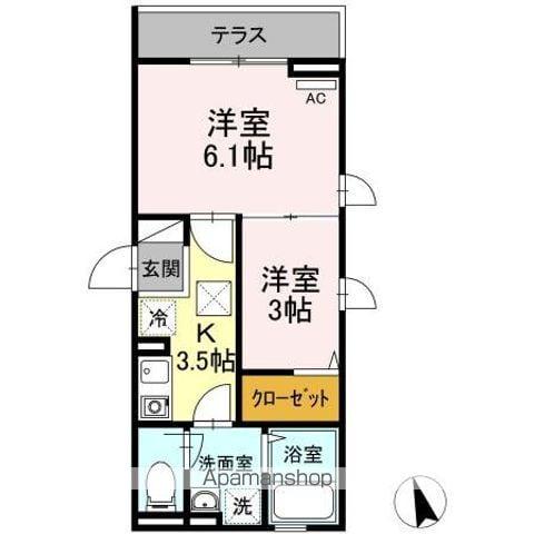 グランメール聖蹟(2K/1階)の間取り写真