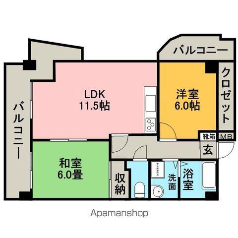 グランカーザ・エテシア(2LDK/10階)の間取り写真