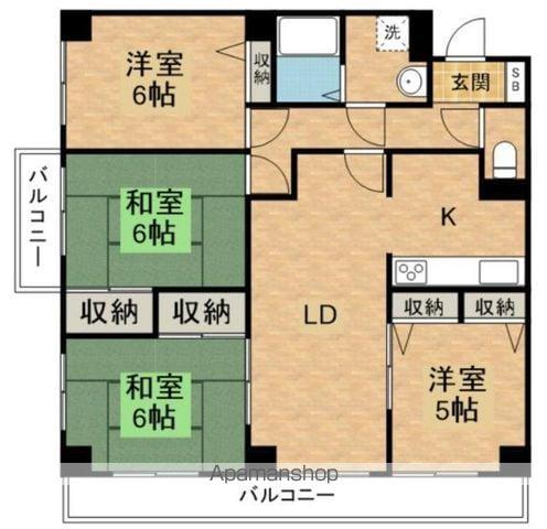 三高・サンスクエア(4LDK/1階)の間取り写真