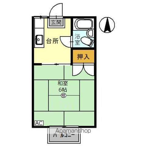 リバーハイツ(1K/2階)の間取り写真