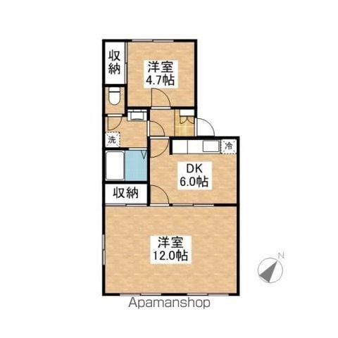 シュトラール(2DK/2階)の間取り写真