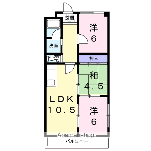 第二グリーンマンション服部(3LDK/2階)の間取り写真