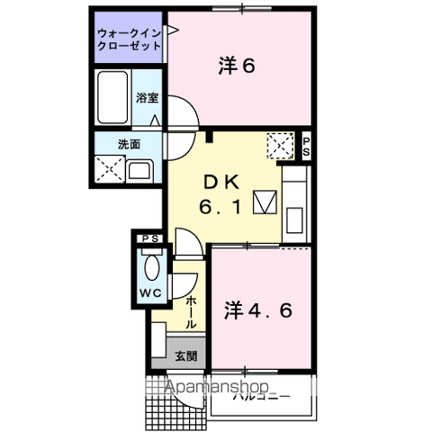 ALIVEIT刻Ⅲ(2DK/1階)の間取り写真