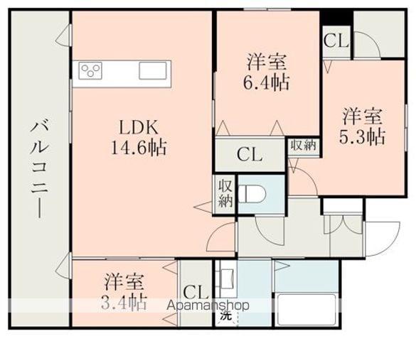 ラ・シック嘉島Ⅳ(3LDK/5階)の間取り写真
