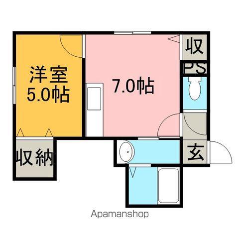 ハピネス銭函Ⅱ(1DK/2階)の間取り写真