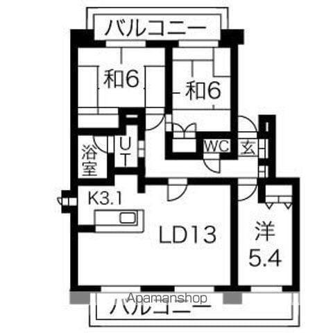エメラルドグリーンⅤ(3LDK/4階)の間取り写真