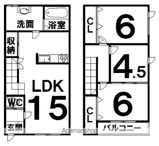根室本線 柏林台駅 徒歩9分 2階建 築10年(3LDK)の間取り写真