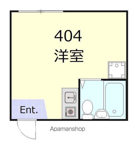 ウエストインパート13(ワンルーム/4階)の間取り写真