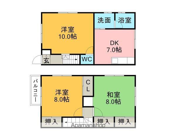名鉄三河線 高浜港駅 徒歩7分 2階建 築35年(3DK)の間取り写真