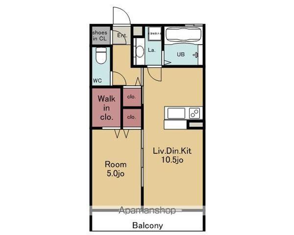 VIA LATTEA ORIENTE(1SLDK/3階)の間取り写真