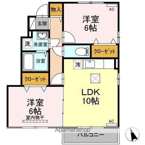 グランドソレーユ2 A(2LDK/1階)の間取り写真