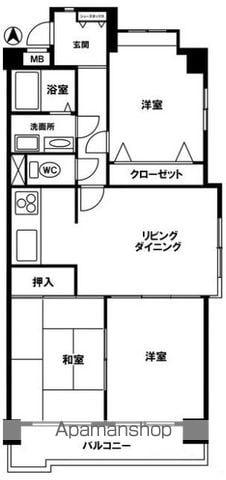 グランドハイリス上社(3LDK/3階)の間取り写真