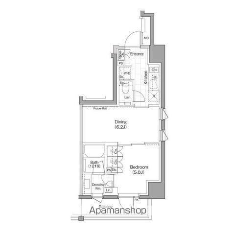 ザ・パークハビオ早稲田(1DK/8階)の間取り写真