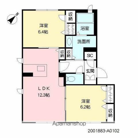 ベレオ祇園(2LDK/1階)の間取り写真