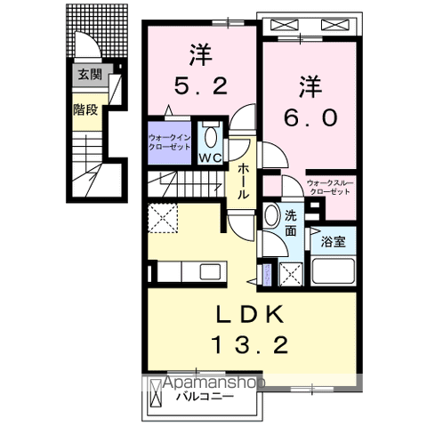 クレールⅤ(2LDK/2階)の間取り写真