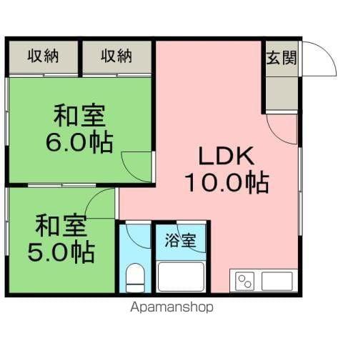 北隆ハイツ(2LDK/1階)の間取り写真