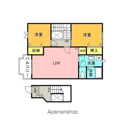 パークシャトーA棟(2LDK/2階)の間取り写真